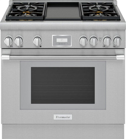 Thermador 36 Inch Dual Fuel Range with Griddle, Stainless Steel - PRD364WDHC - Misc image 1