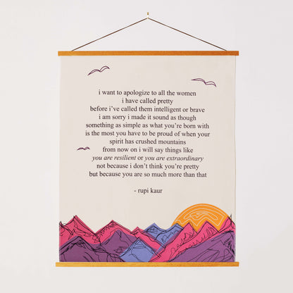 'i want to apologize' Embroidered Tapestry - Signed by Rupi Kaur - Kitchen & Dining image 2