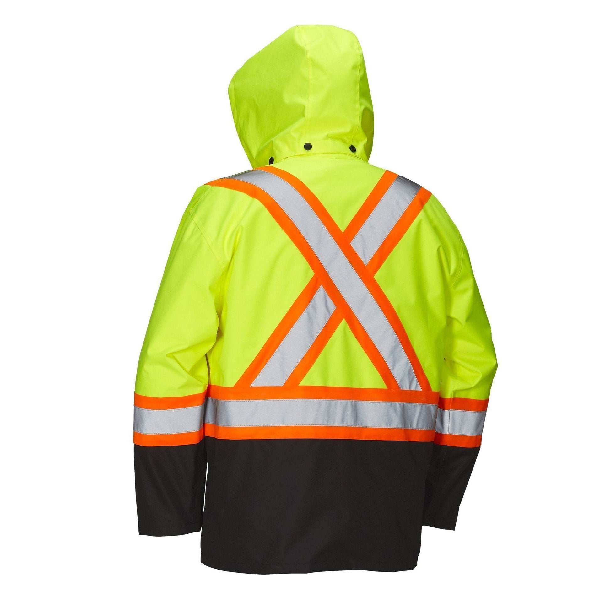 Hi Vis Safety Rain Jacket with Snap-Off Hood - Apparel image 6