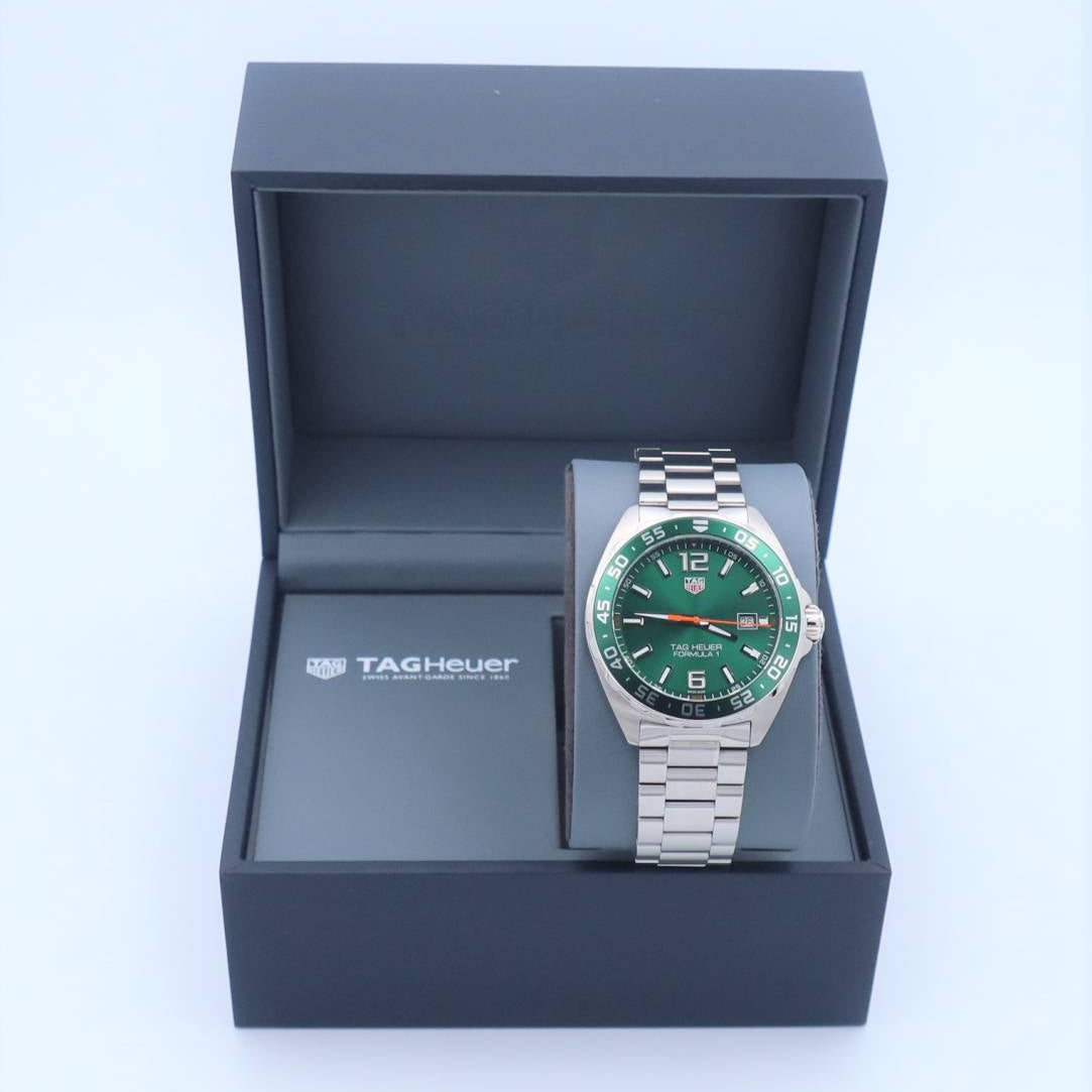 Tag Heuer Formula 1 Limited Edition Green Dial Silver Steel Strap Watch for Men - WAZ1017.BA0842 - Apparel image 9