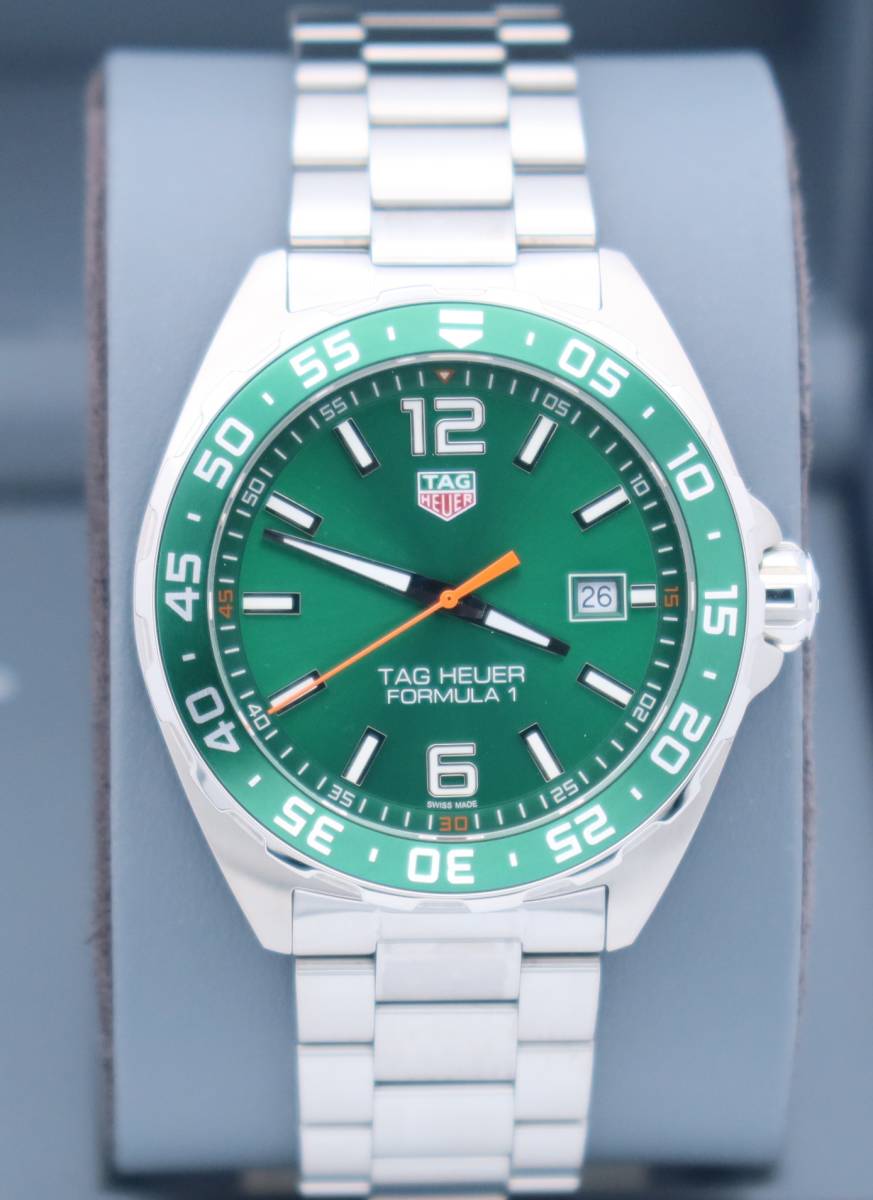 Tag Heuer Formula 1 Limited Edition Green Dial Silver Steel Strap Watch for Men - WAZ1017.BA0842 - Apparel image 13