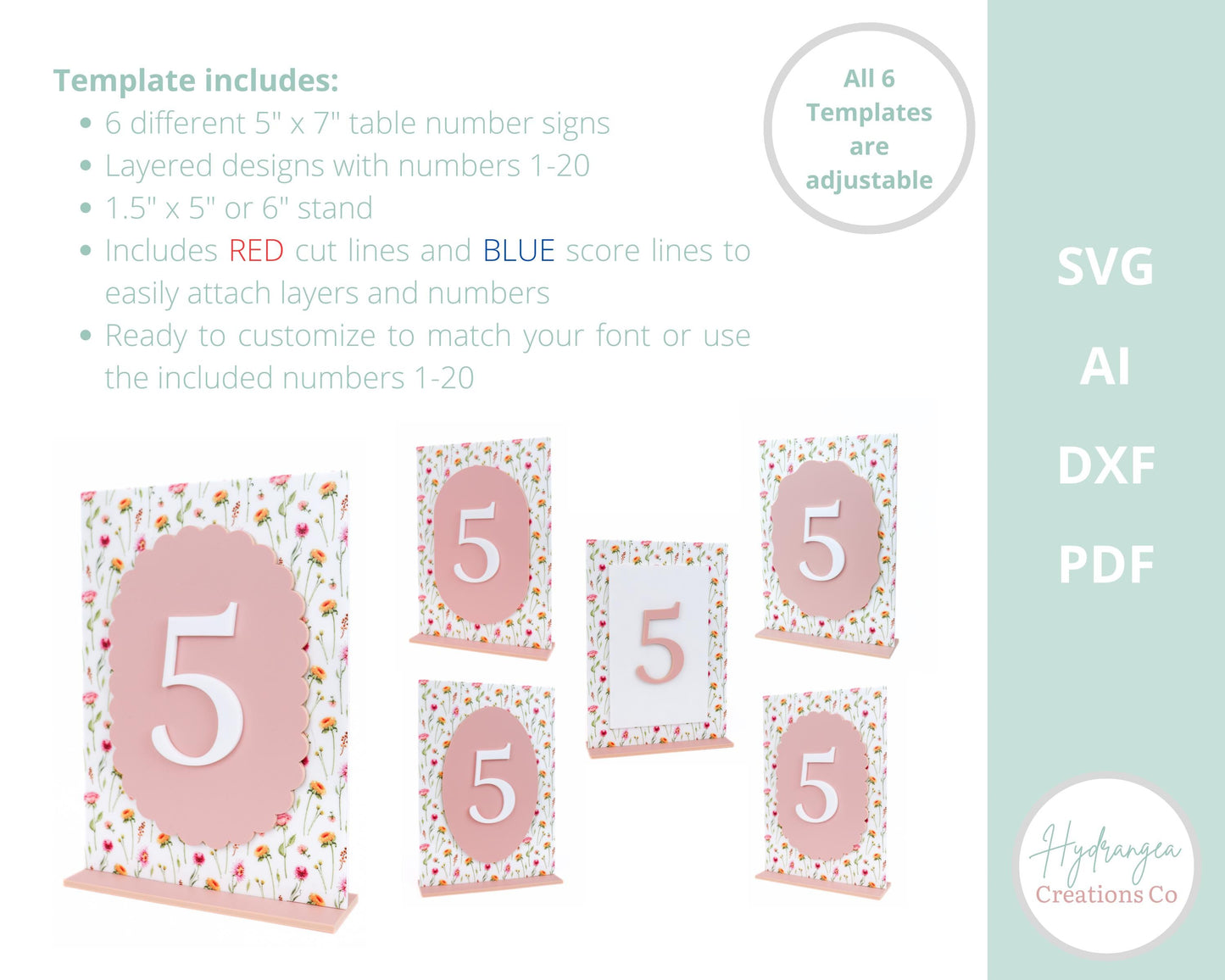 Table Number Bundle | Laser Cut SVG File - Misc image 4