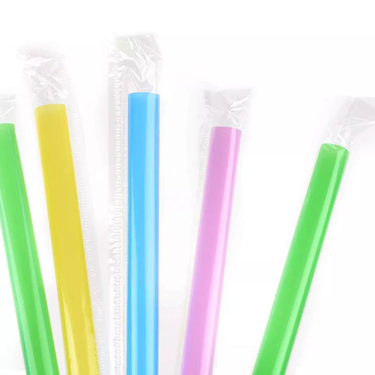 10" Bubble Tea Straws Mixed Neon Wrapped 1.2 x 25 cm - 500/Box - Jewelry image 1