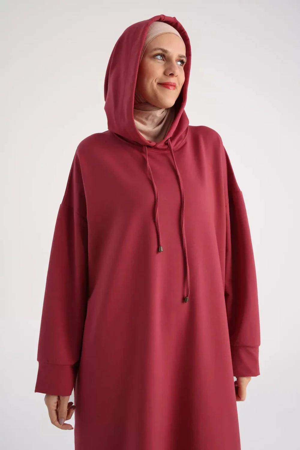 Plus Size Modest Hooded Knitted Dress | Rose - Apparel image 2