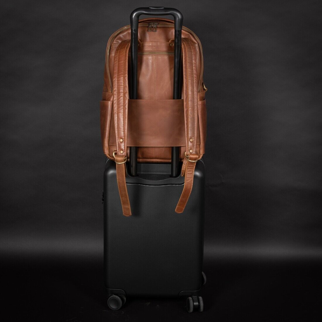 Leather Backpack Rucksack - Saddle Brown - Gadgets image 6