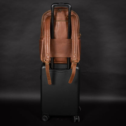 Leather Backpack Rucksack - Saddle Brown - Gadgets image 6