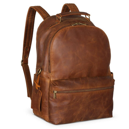 Leather Backpack Rucksack - Saddle Brown - Gadgets image 2