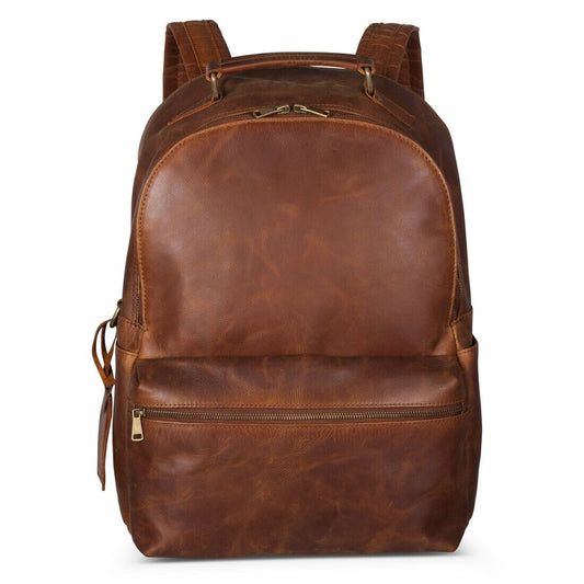 Leather Backpack Rucksack - Saddle Brown - Gadgets image 1