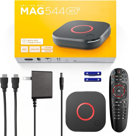 MAG 544w3 Linux 4.9 Set-Top Box, Amlogic S905Y4 Chipset, 1 GB DDR4 RAM, 4 GB Flash Memory, 4K HDR Video, Dolby Digital Plus and Dual-Band 2.4G/5G 2T2R ac WiFi - Gadgets image 1