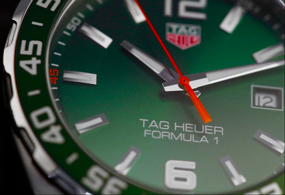 Tag Heuer Formula 1 Limited Edition Green Dial Silver Steel Strap Watch for Men - WAZ1017.BA0842 - Apparel image 2