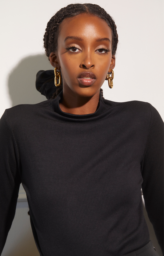 Classic Mock Neck Long Sleeve - Black - Furniture image 1