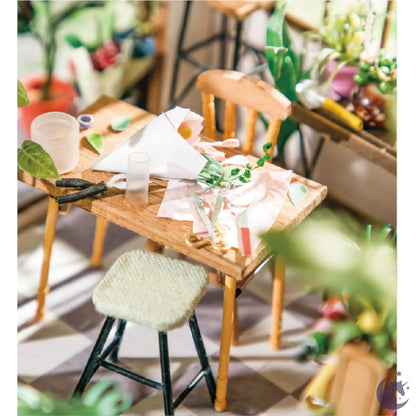 Emily's Flower Shop | Robotime DG145 DIY 1:24 Dollhouse Miniatures Kit - Furniture image 4