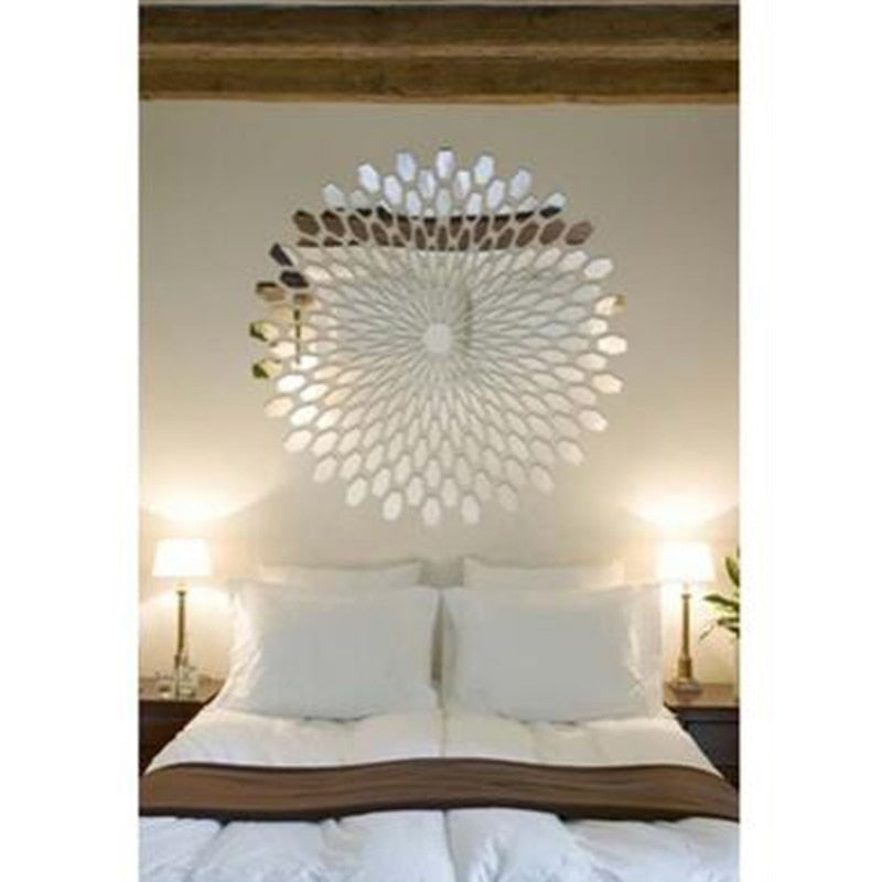 Geometric Pattern Petal Decor Self-Adhesive Acrylic Mirror - Home Decor image 1