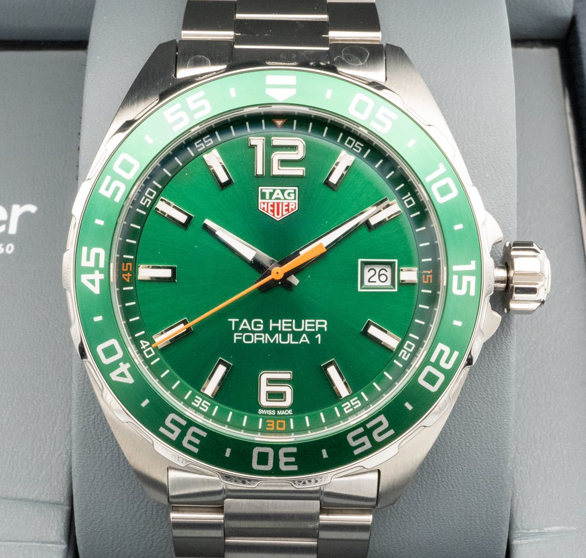 Tag Heuer Formula 1 Limited Edition Green Dial Silver Steel Strap Watch for Men - WAZ1017.BA0842 - Apparel image 8