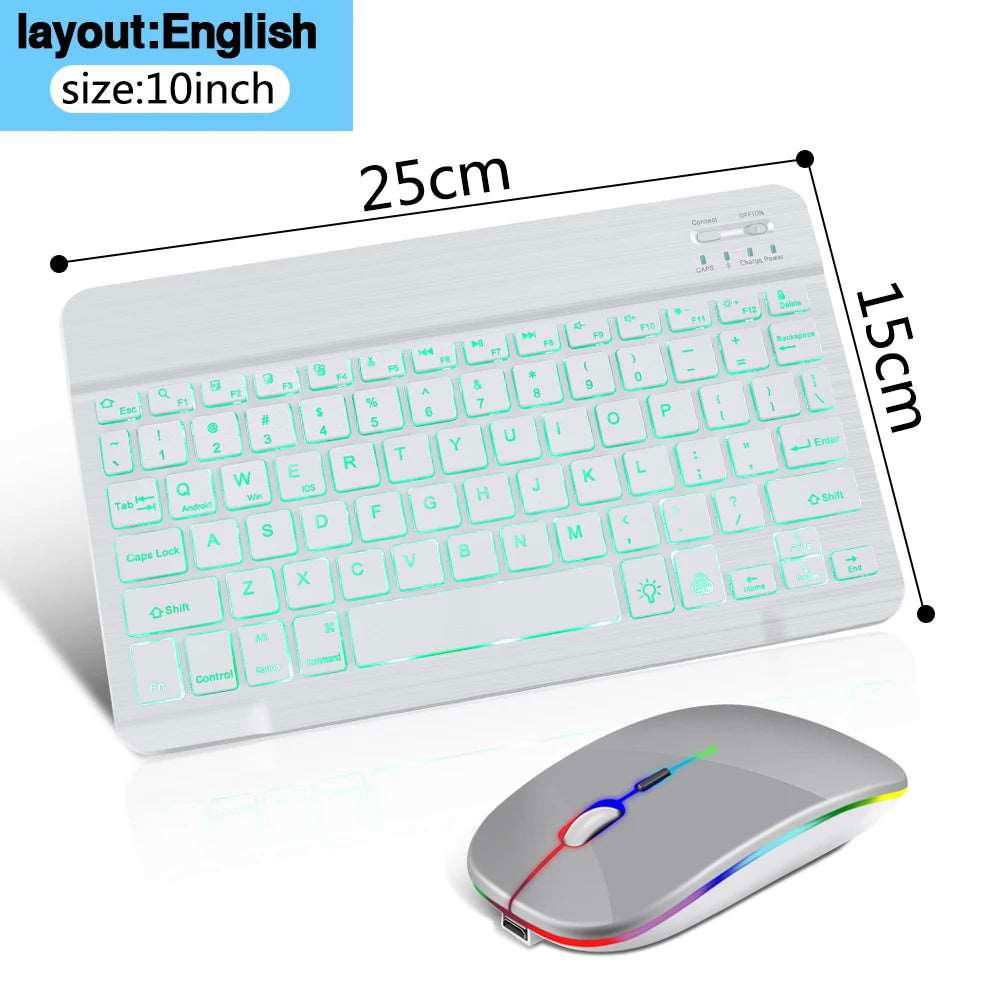 RGB Bluetooth Keyboard and Mouse Rechargeable Wireless Keyboard Mouse Russian Spainsh Backlight Keyboard For ipad Tablet Laptop - Gadgets image 2