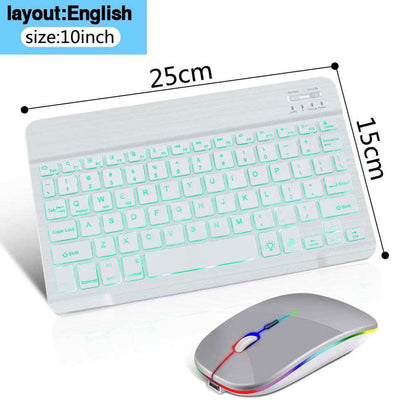 RGB Bluetooth Keyboard and Mouse Rechargeable Wireless Keyboard Mouse Russian Spainsh Backlight Keyboard For ipad Tablet Laptop - Gadgets image 2