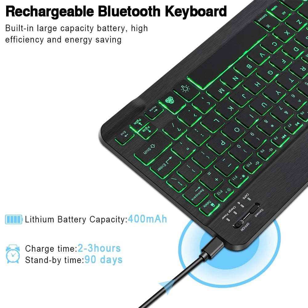 RGB Bluetooth Keyboard and Mouse Rechargeable Wireless Keyboard Mouse Russian Spainsh Backlight Keyboard For ipad Tablet Laptop - Gadgets image 10