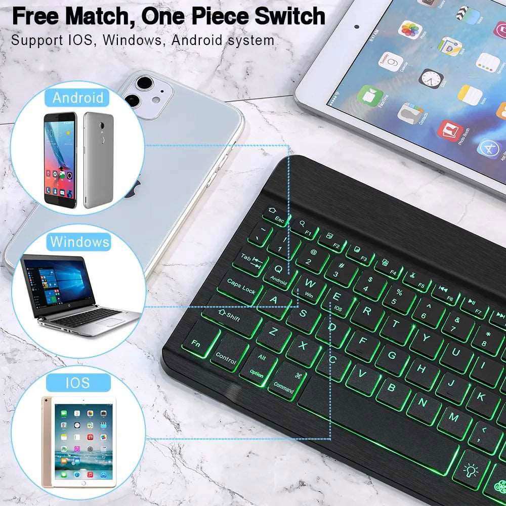 RGB Bluetooth Keyboard and Mouse Rechargeable Wireless Keyboard Mouse Russian Spainsh Backlight Keyboard For ipad Tablet Laptop - Gadgets image 12