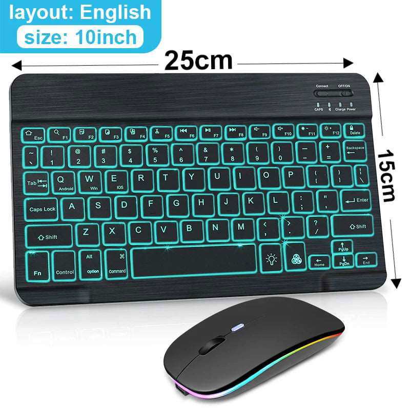 RGB Bluetooth Keyboard and Mouse Rechargeable Wireless Keyboard Mouse Russian Spainsh Backlight Keyboard For ipad Tablet Laptop - Gadgets image 3