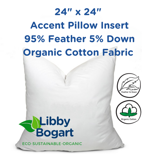 24" x 24" 95% Feather 5% Down Organic Cotton Fabric Accent Pillow Insert - Home Decor image 1