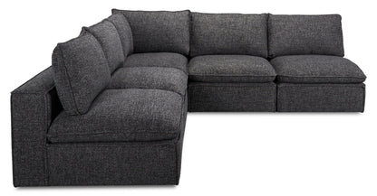 Fusion Modular 5-Piece Charcoal Grey Chenille Fabric Armless Sectional | Sofa sectionnel sans accoudoirs modulaire Fusion 5 pièces en tissu de chenille gris anthracite - Furniture image 2