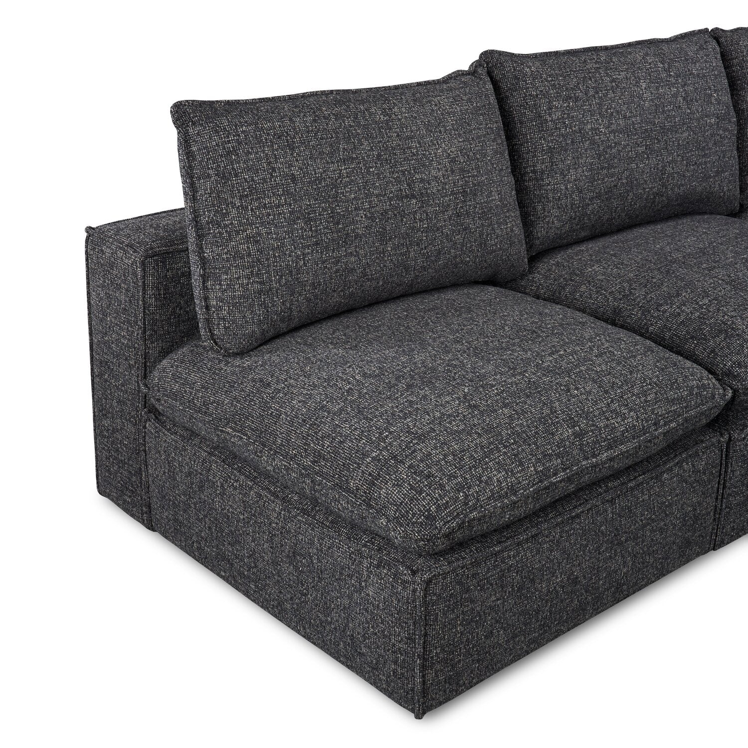 Fusion Modular 5-Piece Charcoal Grey Chenille Fabric Armless Sectional | Sofa sectionnel sans accoudoirs modulaire Fusion 5 pièces en tissu de chenille gris anthracite - Furniture image 3