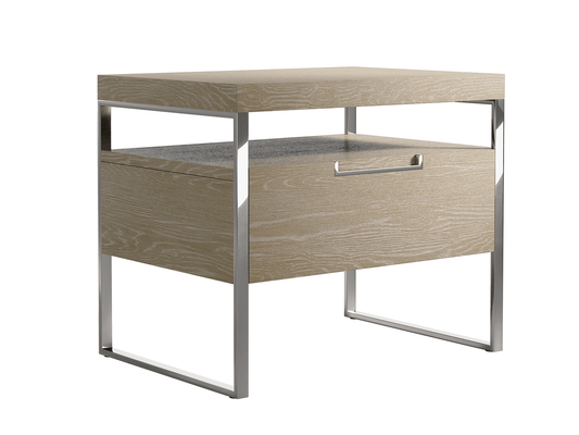 Vänt Nightstand - Cerused White / Silver Chrome