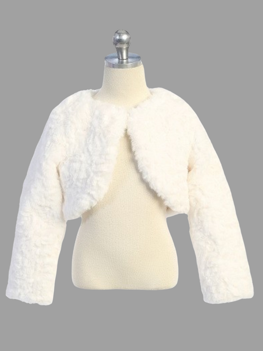 Faux Fur Bolero Jacket: OFF-WHITE - Apparel image 1
