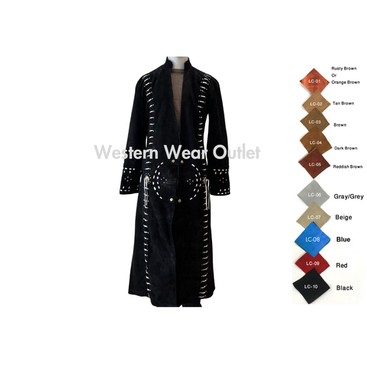 Western Leather Coat Women - Black Long Coat | BLCW0022 - Misc image 1