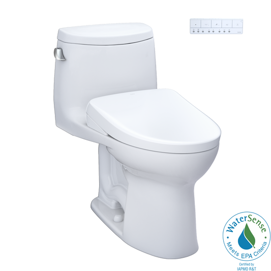 TOTO Washlet+ Ultramax II One Piece Elongated 1.28 GPF Toilet and Washlet+ S7 Contemporary Bidet Seat - Gadgets image 1